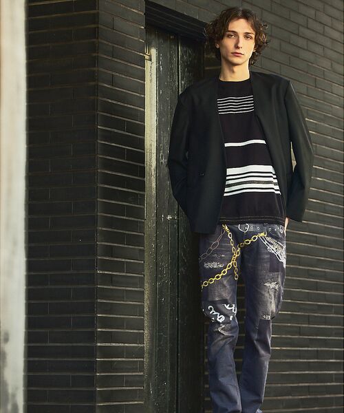 5351POUR LES HOMMES / 5351プール・オム Tシャツ | 【定番人気】セーターマシーン ボーダー クルーネック ニット Tシャツ | 詳細10