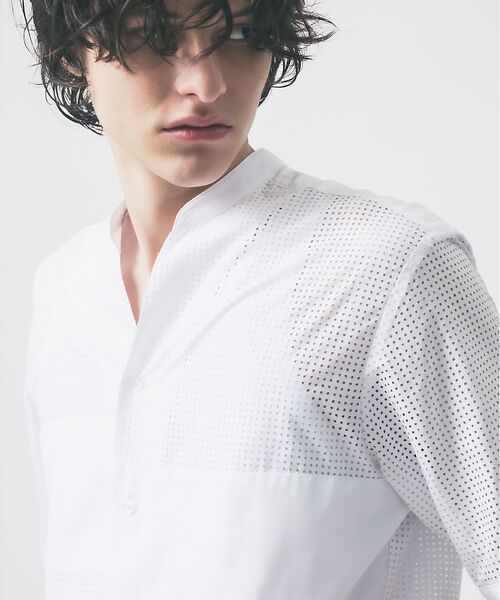 5351POUR LES HOMMES / 5351プール・オム シャツ・ブラウス | 【25S/S】パッチワーク メッシュ 半袖シャツ | 詳細3