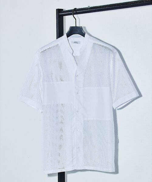 5351POUR LES HOMMES / 5351プール・オム シャツ・ブラウス | 【25S/S】パッチワーク メッシュ 半袖シャツ | 詳細4