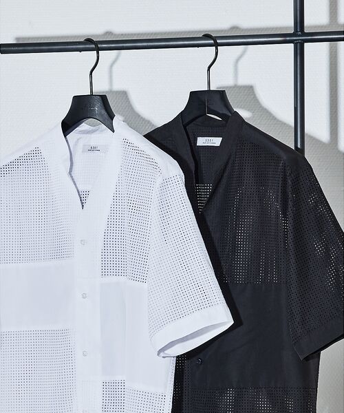 5351POUR LES HOMMES / 5351プール・オム シャツ・ブラウス | 【25S/S】パッチワーク メッシュ 半袖シャツ | 詳細5