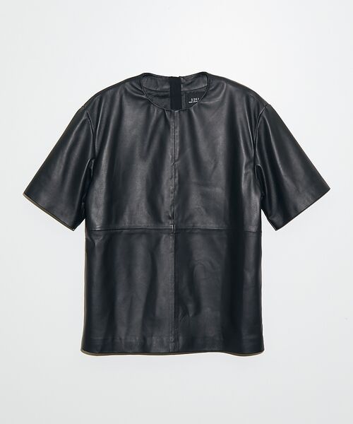 5351 pour les hommes シャツ 5351 Pour Les Hommes leather patchwork button up shirt