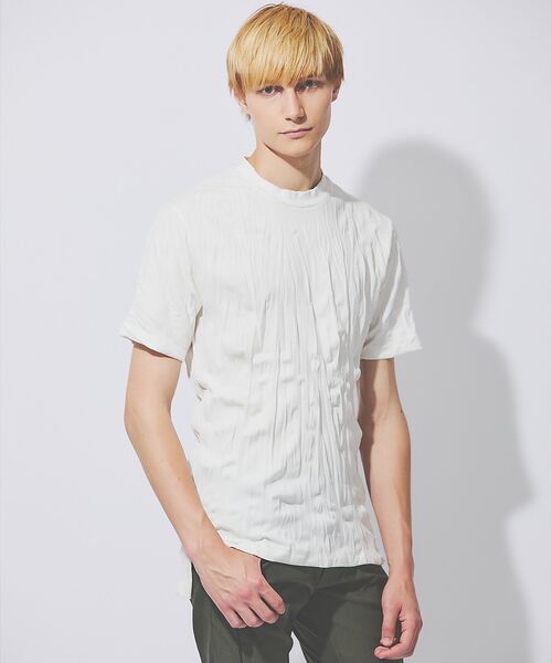 5351POUR LES HOMMES/5351プール・オム 【25S/S】ワッシャー 半袖 Tシャツ ホワイト 46 5351POUR LES HOMMES/5351プール・オム 【25S/S】ワッシャー 半袖 Tシャツ ホワイト 46
