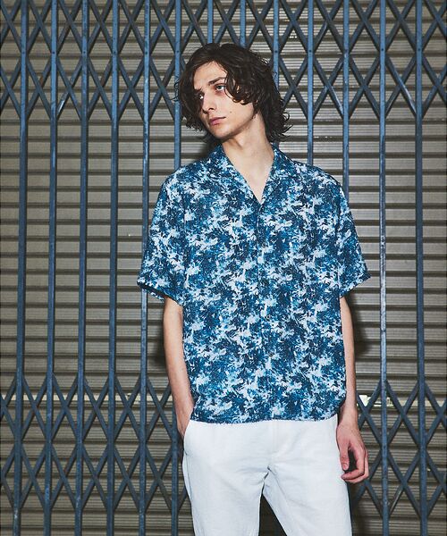 5351POUR LES HOMMES/5351プール・オム ボタニカル プリント 半袖シャツ【予約】 ブルー 48 5351POUR LES HOMMES/5351プール・オム ボタニカル プリント 半袖シャツ【予約】 ブルー 48