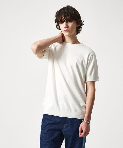 5351POUR LES HOMMES/5351プール・オム 【定番人気】セーターマシーン クルーネック Tシャツ【予約】 ホワイト 44 5351POUR LES HOMMES/5351プール・オム 【定番人気】セーターマシーン クルーネック Tシャツ【予約】 ホワイト 44