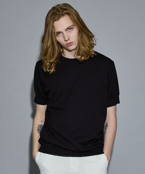 5351POUR LES HOMMES/5351プール・オム 【定番人気】セーターマシーン クルーネック Tシャツ【予約】 ブラック 46 5351POUR LES HOMMES/5351プール・オム 【定番人気】セーターマシーン クルーネック Tシャツ【予約】 ブラック 46