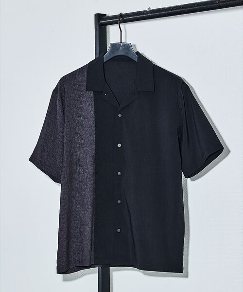 5351POUR LES HOMMES/5351プール・オム カラーブロック 半袖シャツ【予約】 ブラック 48 5351POUR LES HOMMES/5351プール・オム カラーブロック 半袖シャツ【予約】 ブラック 48