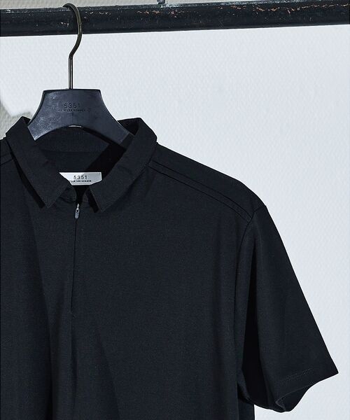 5351POUR LES HOMMES / 5351プール・オム ポロシャツ | スリットジップ ポロシャツ(ブラック)