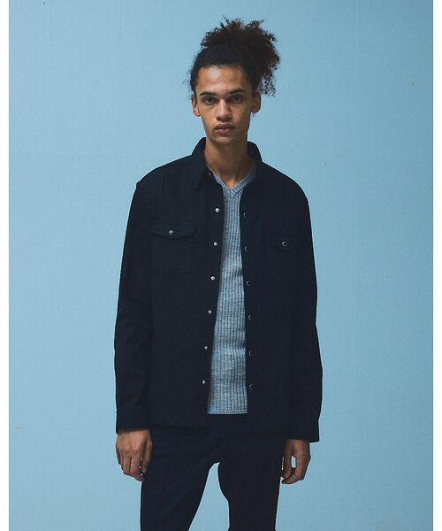5351POUR LES HOMMES/5351プール・オム 【セットアップ対応 / ストレッチ】ウエスタン デニムシャツ ブラック 48 5351POUR LES HOMMES/5351プール・オム 【セットアップ対応 / ストレッチ】ウエスタン デニムシャツ ブラック 48