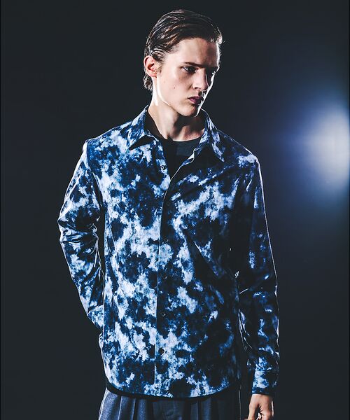 5351POUR LES HOMMES / 5351プール・オム シャツ・ブラウス | クラウドプリント ストレッチ ジャージー シャツ(ブラック)