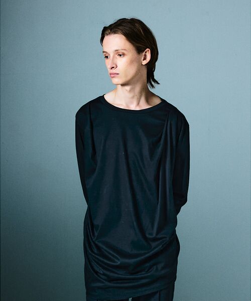 5351POUR LES HOMMES/5351プール・オム ドレープ 長袖Tシャツ ブラック 48 5351POUR LES HOMMES/5351プール・オム ドレープ 長袖Tシャツ ブラック 48
