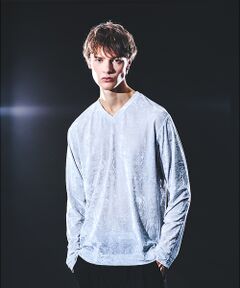 5351POUR LES HOMMES / 5351プール・オム Tシャツ | クラッシュベロア Vネック 長袖Tシャツ