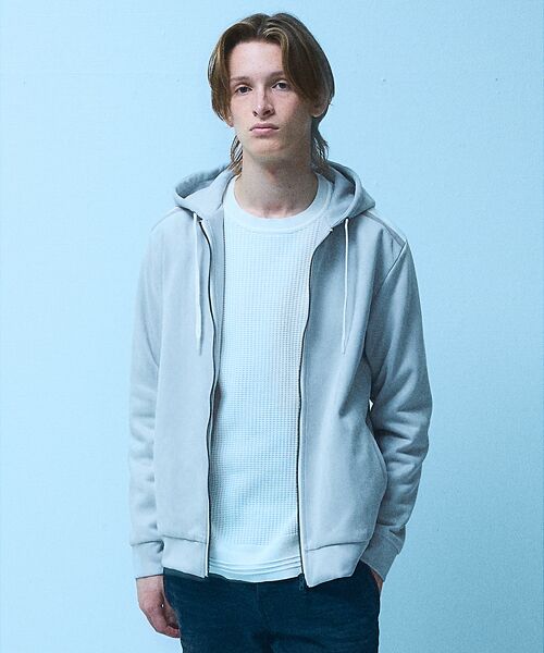 5351POUR LES HOMMES / 5351プール・オム パーカー | 【セットアップ対応】ストレッチ スウェード ジップ パーカー(ライトグレー)