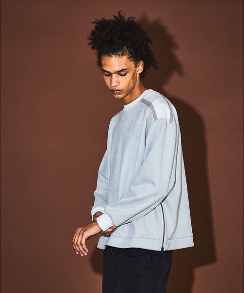 5351POUR LES HOMMES / 5351プール・オム スウェット | 【セットアップ対応】ストレッチ スウェード ジップ プルオーバー(ライトグレー)