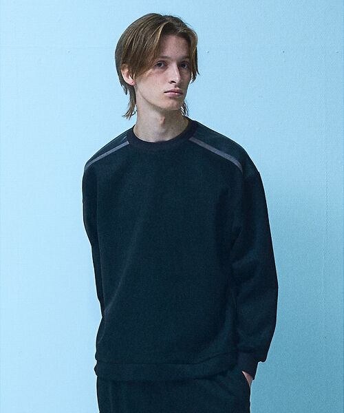 5351POUR LES HOMMES / 5351プール・オム スウェット | 【セットアップ対応】ストレッチ スウェード ジップ プルオーバー(ブラック)