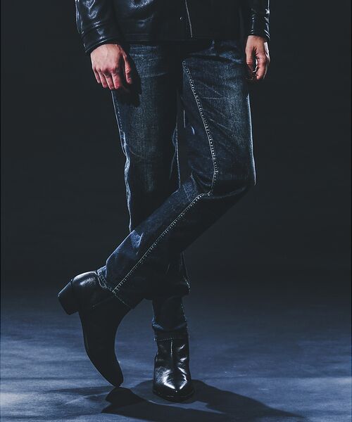 5351POUR LES HOMMES / 5351プール・オム デニムパンツ | 【25A/W】プリント テーパード デニム(ブラック)