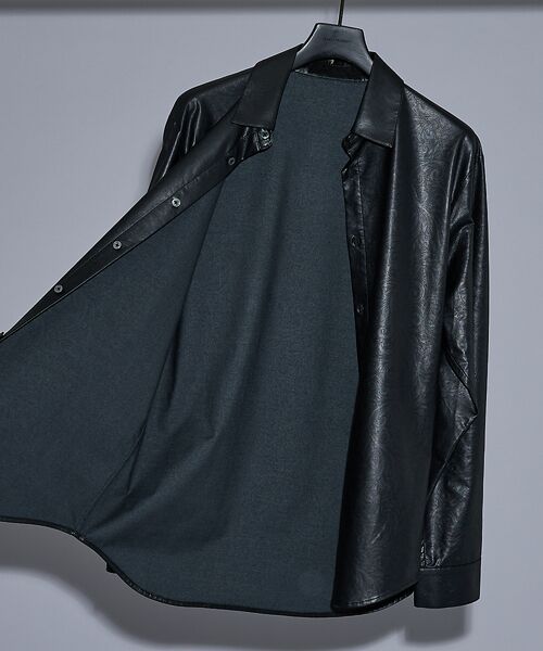 5351POUR LES HOMMES / 5351プール・オム シャツ・ブラウス | エンボスプリント レザータッチ アラベスク柄 長袖シャツ | 詳細7