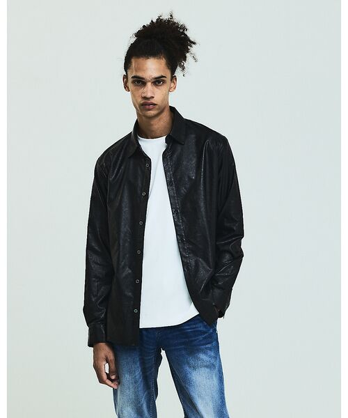 5351POUR LES HOMMES / 5351プール・オム シャツ・ブラウス | エンボスプリント レザータッチ アラベスク柄 長袖シャツ | 詳細8