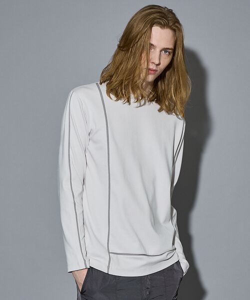 5351POUR LES HOMMES/5351プール・オム 【25AW】Lライン 長袖Tシャツ ライトグレー 50 5351POUR LES HOMMES/5351プール・オム 【25AW】Lライン 長袖Tシャツ ライトグレー 50