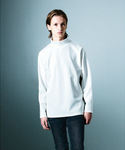 5351POUR LES HOMMES/5351プール・オム サイドライン ハイネック 長袖Tシャツ【予約】 ホワイト 44 5351POUR LES HOMMES/5351プール・オム サイドライン ハイネック 長袖Tシャツ【予約】 ホワイト 44