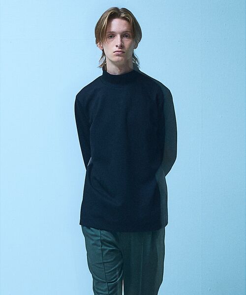 5351POUR LES HOMMES/5351プール・オム サイドライン ハイネック 長袖Tシャツ【予約】 ブラック 48 5351POUR LES HOMMES/5351プール・オム サイドライン ハイネック 長袖Tシャツ【予約】 ブラック 48