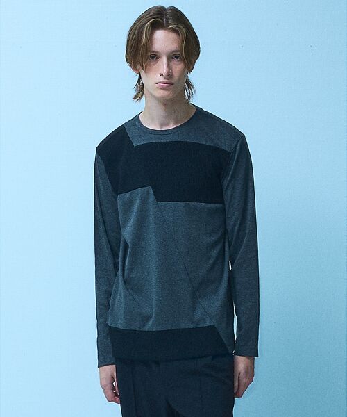 5351POUR LES HOMMES/5351プール・オム 【25AW】コンビネーション 長袖Tシャツ チャコールグレー 50 5351POUR LES HOMMES/5351プール・オム 【25AW】コンビネーション 長袖Tシャツ チャコールグレー 50