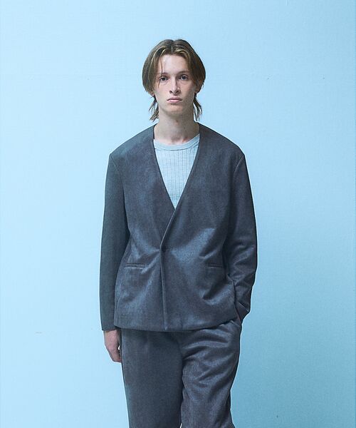5351POUR LES HOMMES / 5351プール・オム ノーカラージャケット | 【セットアップ対応】ストレッチ スエード ノーカラージャケット | 詳細4