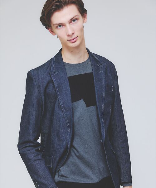 5351POUR LES HOMMES/5351プール・オム 【セットアップ対応 / ストレッチ】ピークラペル デニムジャケット インディゴ 48 5351POUR LES HOMMES/5351プール・オム 【セットアップ対応 / ストレッチ】ピークラペル デニムジャケット インディゴ 48