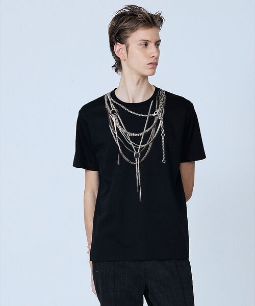 5351POUR LES HOMMES / 5351プール・オム Tシャツ | 【YArKA×5351】ネックレス プリント 半袖 Tシャツ【予約】（ブラック）