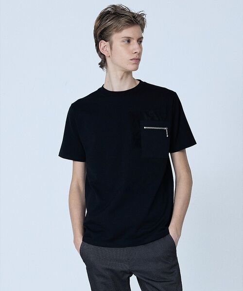 5351POUR LES HOMMES / 5351プール・オム Tシャツ | 【日本製】 レザーパッチ 半袖 T シャツ【予約】（ブラック）