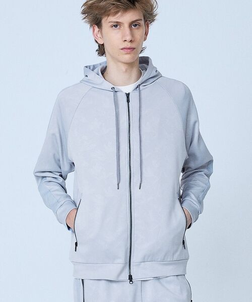 5351POUR LES HOMMES / 5351プール・オム パーカー | 【セットアップ対応】リーフ柄　ジップ パーカー【予約】（ライトグレー）