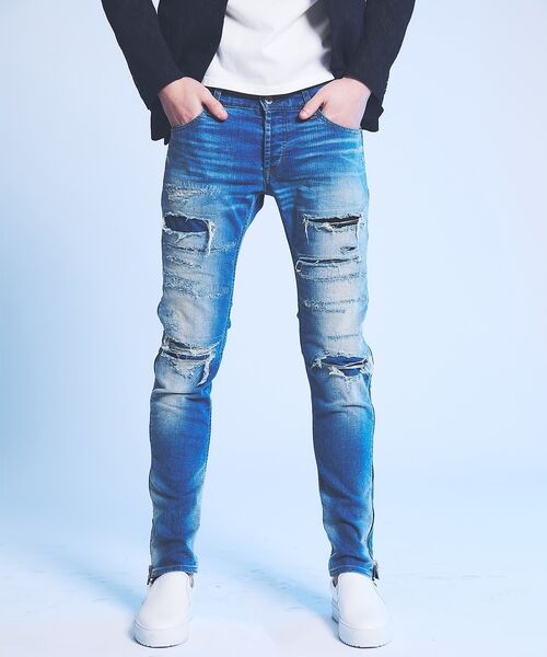 5351POUR LES HOMMES / 5351プール・オム デニムパンツ | 【サイドジップ】ダメージ スキニー デニム | 詳細20