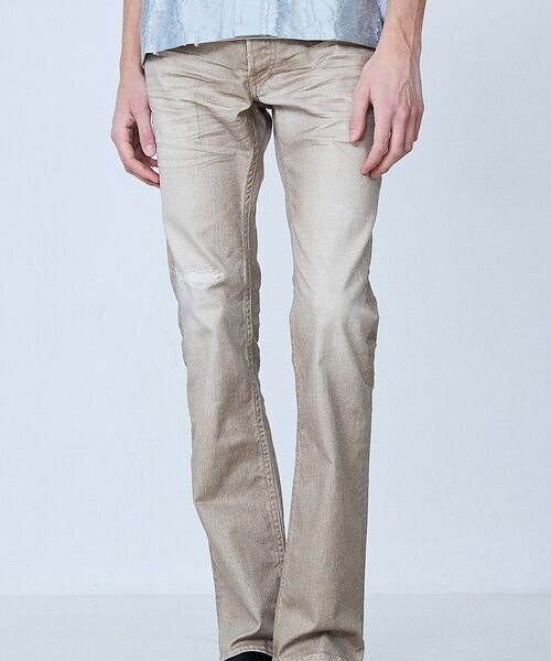 5351POUR LES HOMMES / 5351プール・オム デニムパンツ | 【プリント】フレア デニム パンツ【予約】(カーキ)