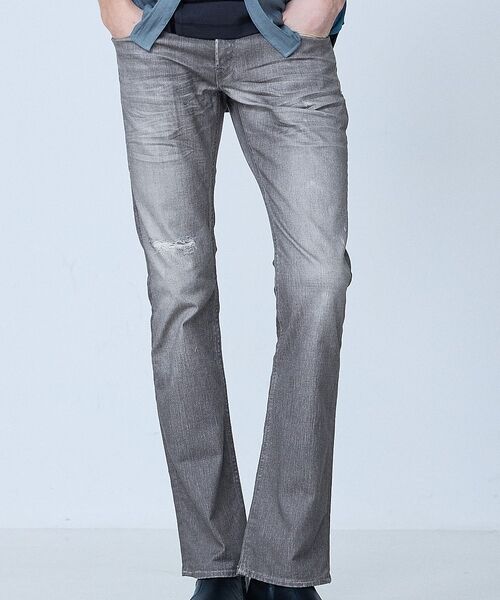 5351POUR LES HOMMES / 5351プール・オム デニムパンツ | 【プリント】フレア デニム パンツ【予約】(グレー)