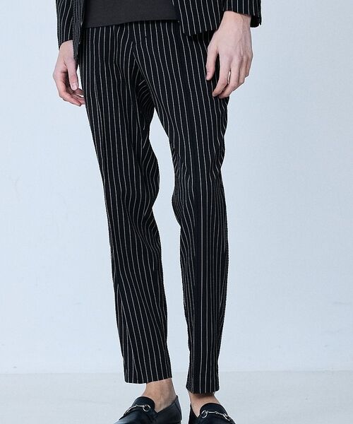 5351POUR LES HOMMES / 5351プール・オム スラックス・ドレスパンツ | 【セットアップ対応】Dot Air サッカーストライプ スラックス【予約】（ブラック）