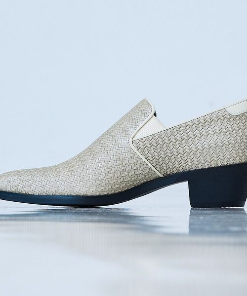 5351POUR LES HOMMES / 5351プール・オム シューズ | 【パナマメッシュ】メッシュレザー ヒール スリッポン【予約】(アイボリー)
