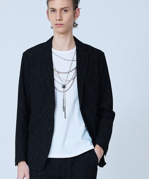 5351POUR LES HOMMES / 5351プール・オム テーラードジャケット | 【セットアップ対応】幾何学柄 ジャガード ジャケット【予約】(ブラック)