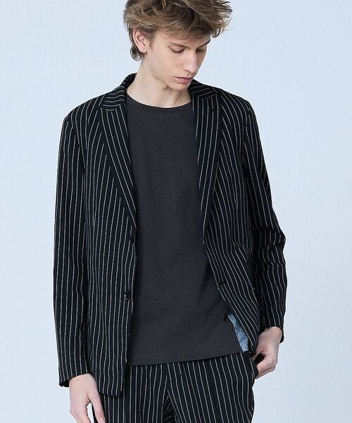 5351POUR LES HOMMES / 5351プール・オム テーラードジャケット | 【セットアップ対応】Dot Air サッカーストライプ ジャケット【予約】（ブラック）