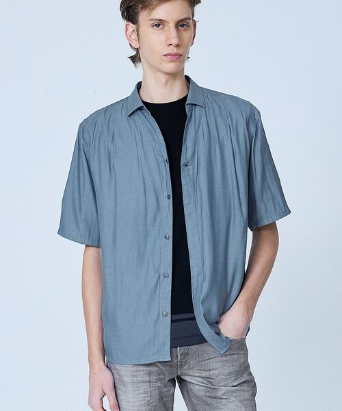 5351POUR LES HOMMES / 5351プール・オム シャツ・ブラウス | 【スキッパー】半袖 シャツ【予約】(ブルーグレー)