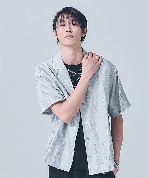 5351POUR LES HOMMES / 5351プール・オム シャツ・ブラウス | カットジャカード オープンカラーシャツ【予約】 | 詳細10