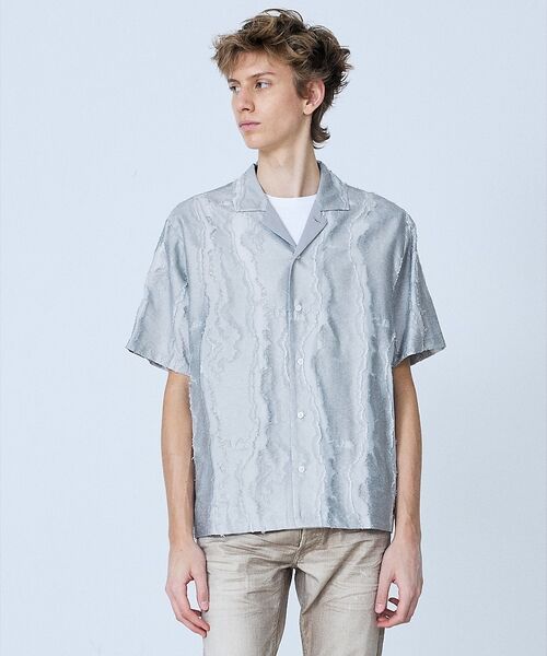 5351POUR LES HOMMES / 5351プール・オム シャツ・ブラウス | カットジャカード オープンカラーシャツ【予約】 | 詳細5