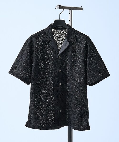5351POUR LES HOMMES / 5351プール・オム シャツ・ブラウス | エンブロイダリー オープンカラーシャツ【予約】（ブラック）