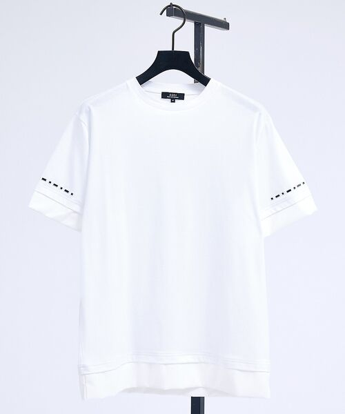 5351POUR LES HOMMES / 5351プール・オム Tシャツ | レイヤード スタッズ 半袖Tシャツ【予約】（ホワイト）