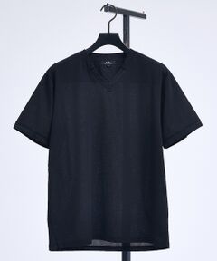 5351POUR LES HOMMES / 5351プール・オム Tシャツ | フィンリーチェック ジャガード VネックTシャツ【予約】