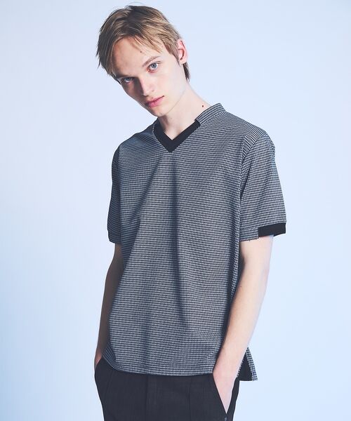 5351POUR LES HOMMES / 5351プール・オム Tシャツ | フィンリーチェック ジャガード VネックTシャツ【予約】 | 詳細3