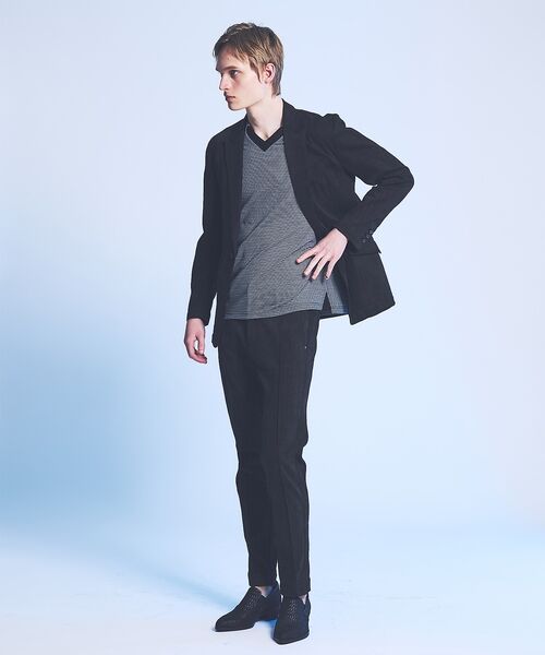 5351POUR LES HOMMES / 5351プール・オム Tシャツ | フィンリーチェック ジャガード VネックTシャツ【予約】 | 詳細4