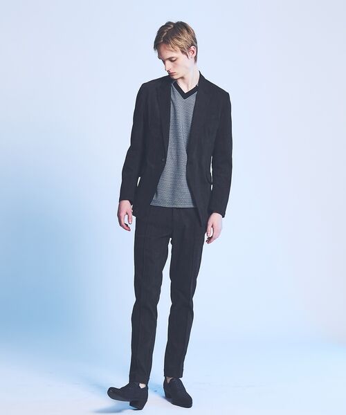 5351POUR LES HOMMES / 5351プール・オム Tシャツ | フィンリーチェック ジャガード VネックTシャツ【予約】 | 詳細5