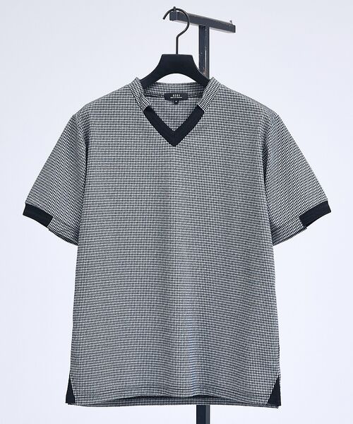 5351POUR LES HOMMES / 5351プール・オム Tシャツ | フィンリーチェック ジャガード VネックTシャツ【予約】（チェック）
