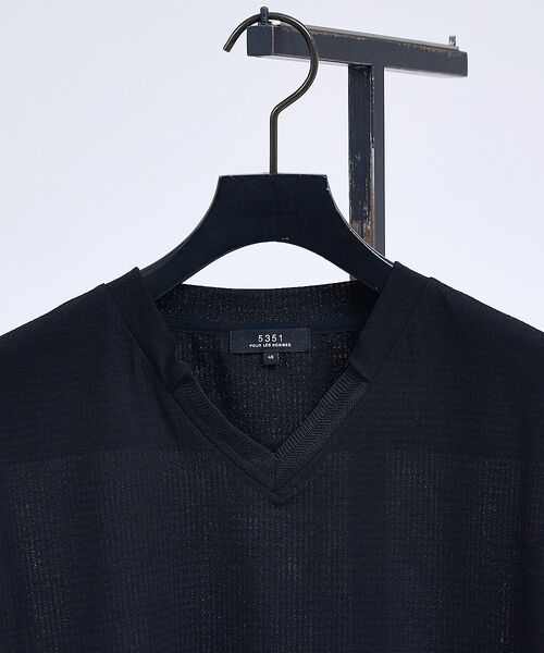 5351POUR LES HOMMES / 5351プール・オム Tシャツ | フィンリーチェック ジャガード VネックTシャツ【予約】 | 詳細18