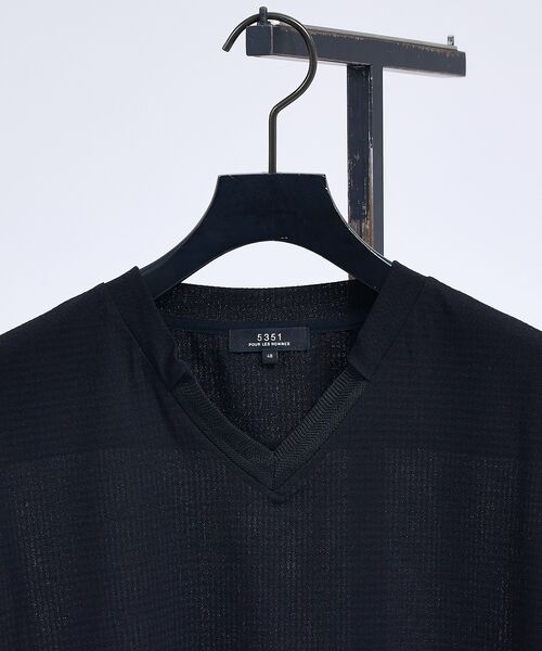 5351POUR LES HOMMES / 5351プール・オム Tシャツ | フィンリーチェック ジャガード VネックTシャツ【予約】 | 詳細4
