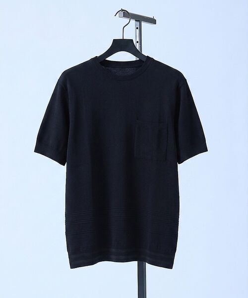 5351POUR LES HOMMES / 5351プール・オム Tシャツ | 【シルケットコットン】セーターマシーン クルーネック ニットTシャツ【予約】(ブラック)